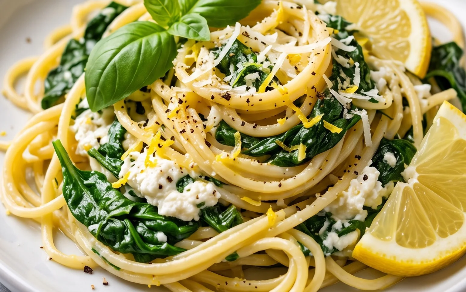 Lemon ricotta pasta & spinach