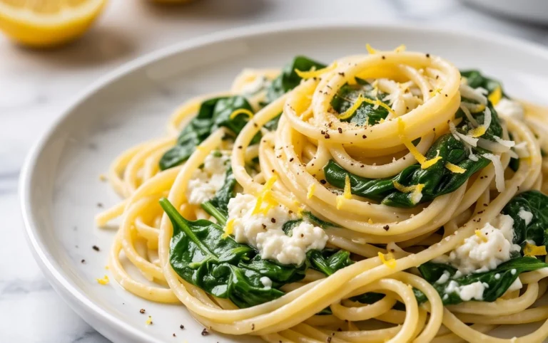 Lemon ricotta pasta & spinach