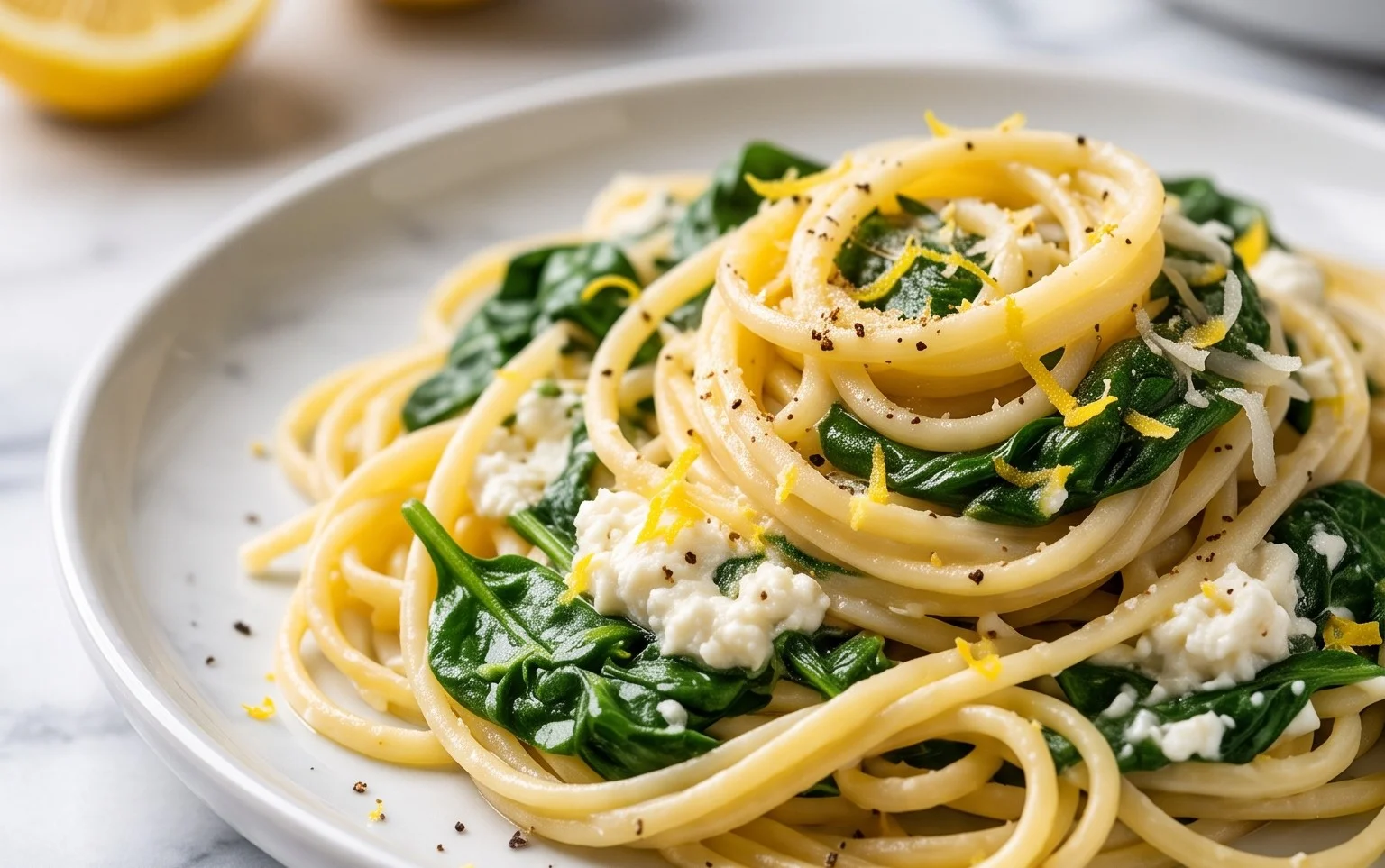 Lemon ricotta pasta & spinach