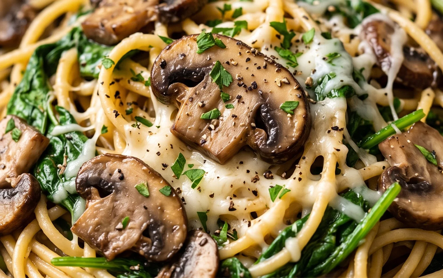 Parmesan Spinach Mushroom Pasta Skillet