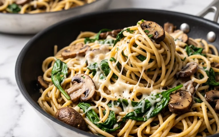 Parmesan Spinach Mushroom Pasta Skillet