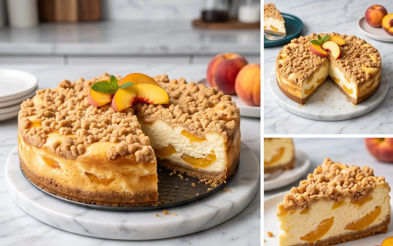 Peach Cream Cheese Cake with Streusel Topping