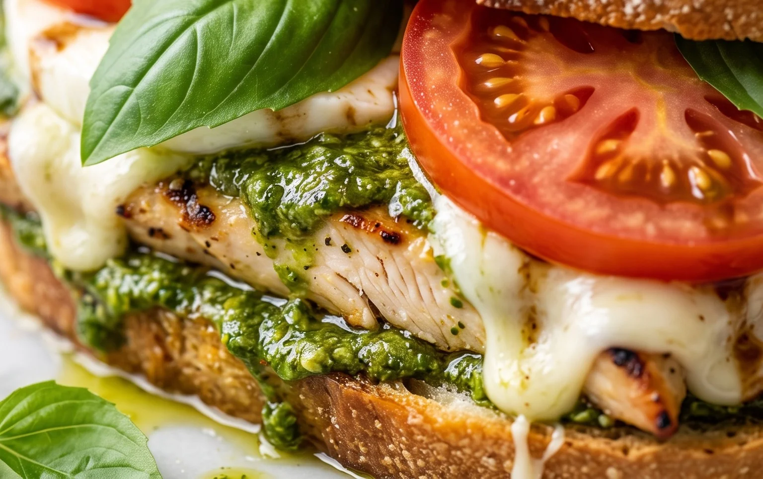 Chicken Pesto Caprese Sandwich