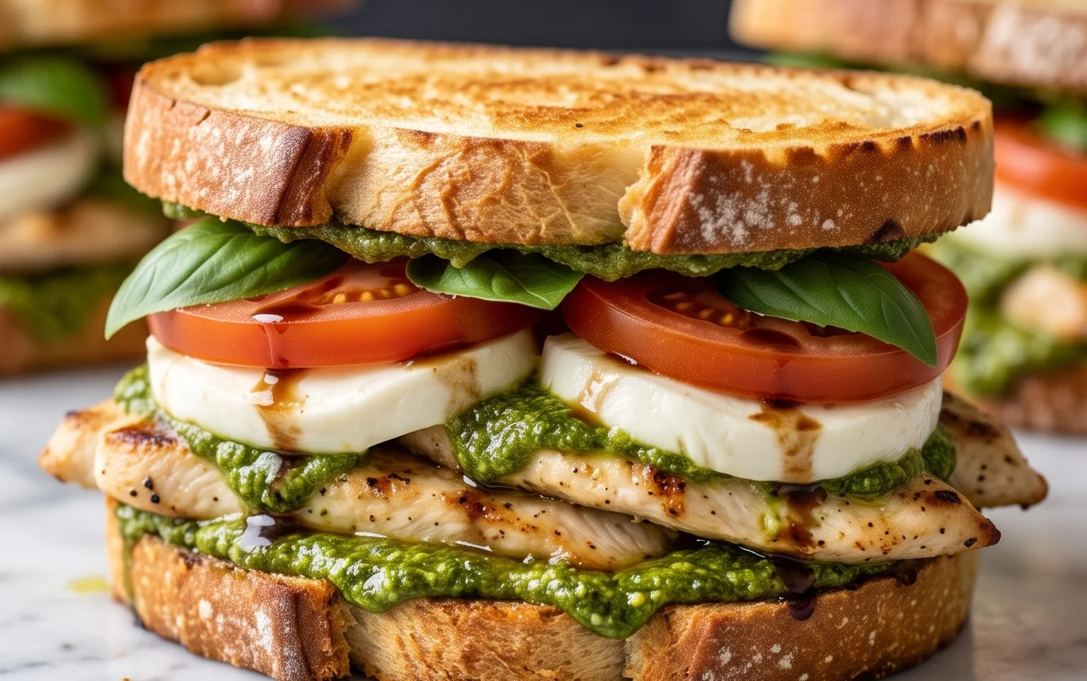 Chicken Pesto Caprese Sandwich