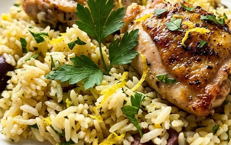 Greek Chicken and Lemon Rice (30 Minutes, One-Pot)