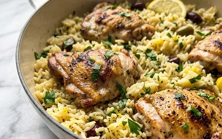 Greek Chicken and Lemon Rice (30 Minutes, One-Pot)