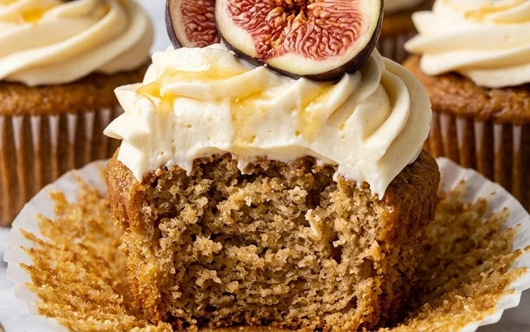 Fig Cupcakes with Honey Cream Cheese Frosting