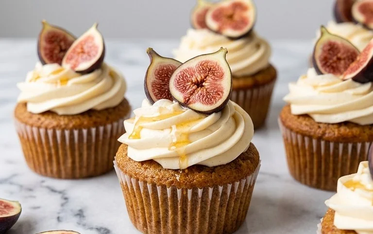 Fig Cupcakes with Honey Cream Cheese Frosting