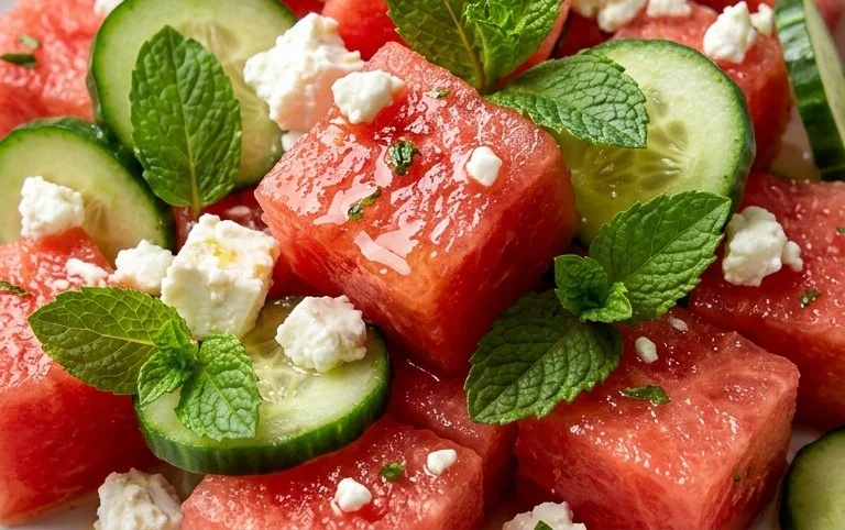 Watermelon Salad with Cucumber and Feta