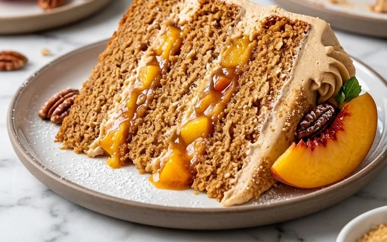 Brown Sugar Layer Cake with Peach Filling