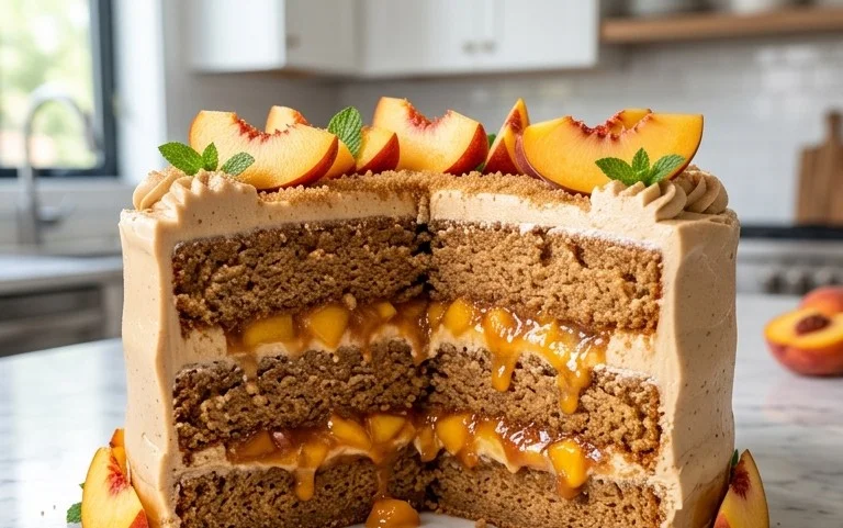 Brown Sugar Layer Cake with Peach Filling