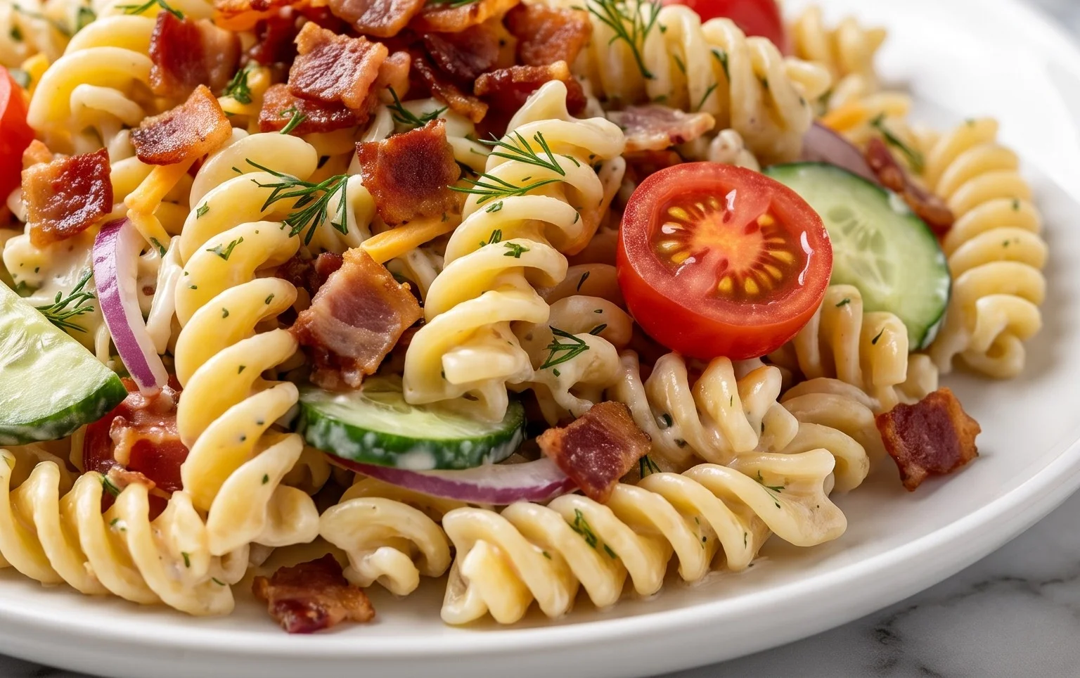 Beef Bacon Ranch Pasta Salad
